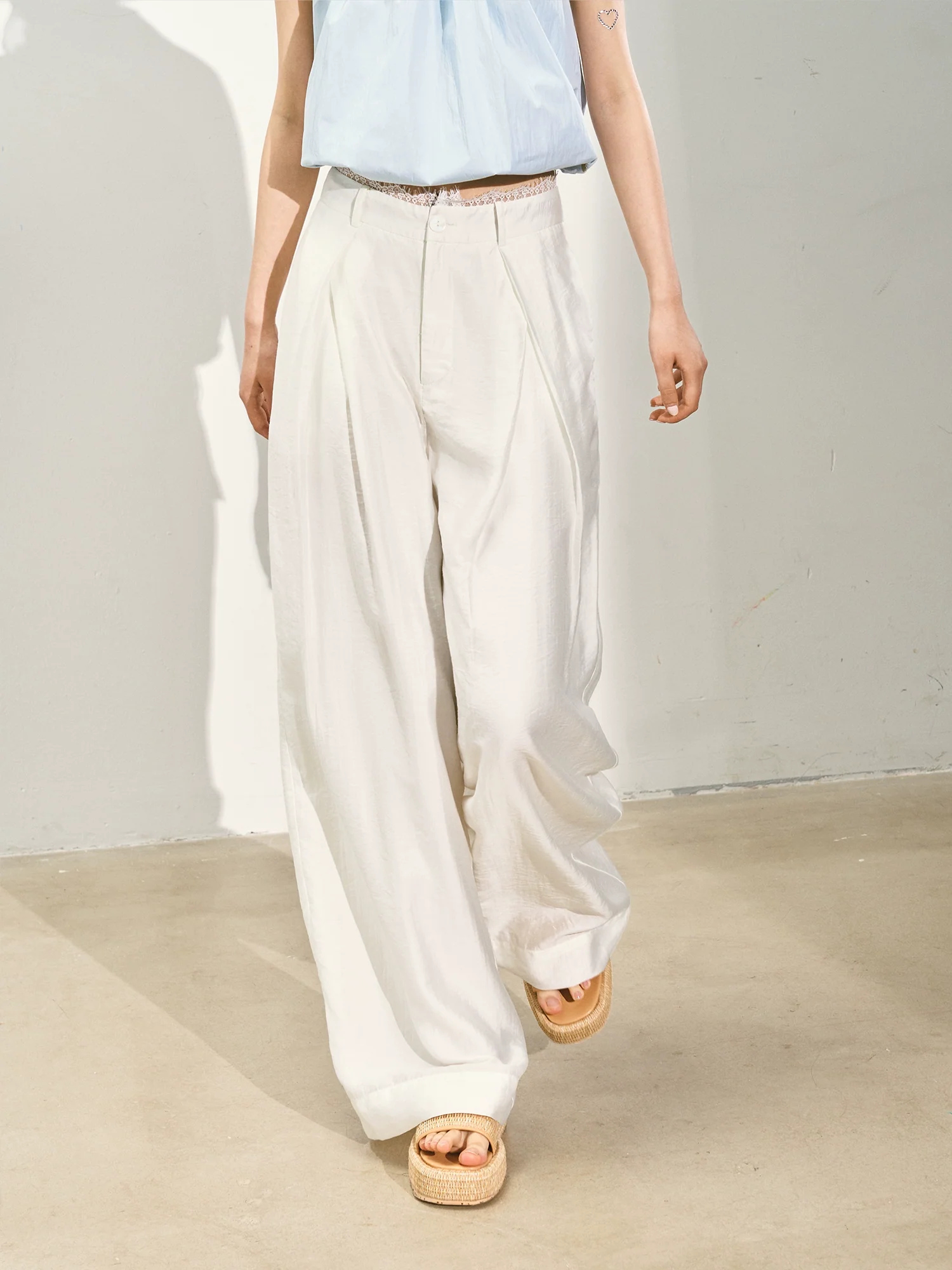 Suit Pleated Wide-Leg Pants