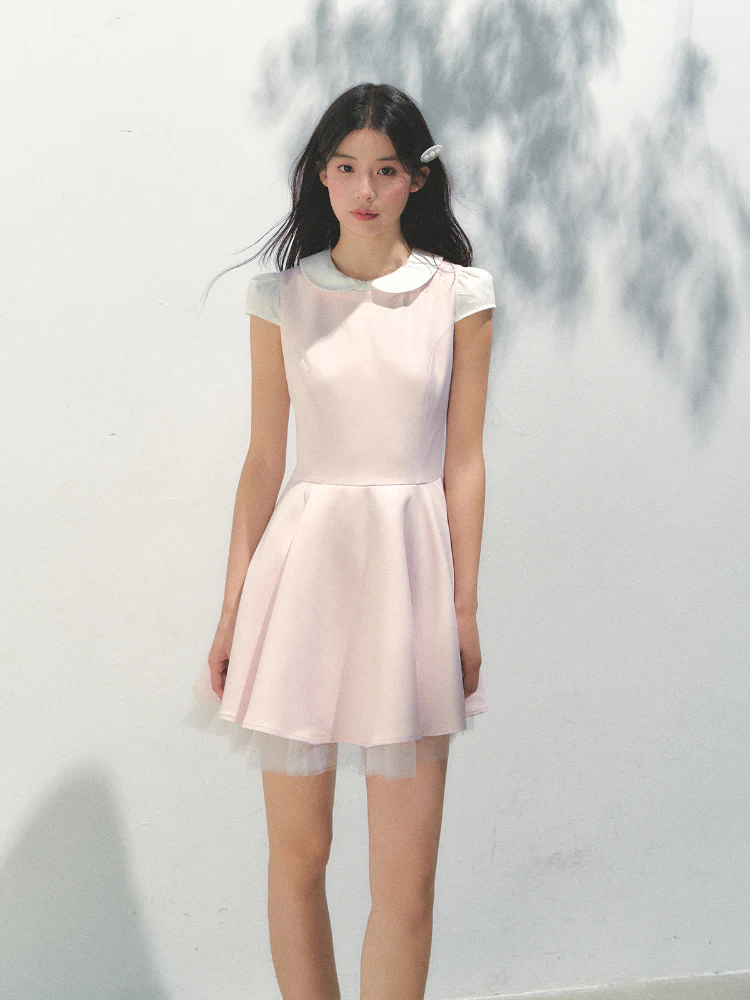 Doll Collar Mesh Tutu Dress