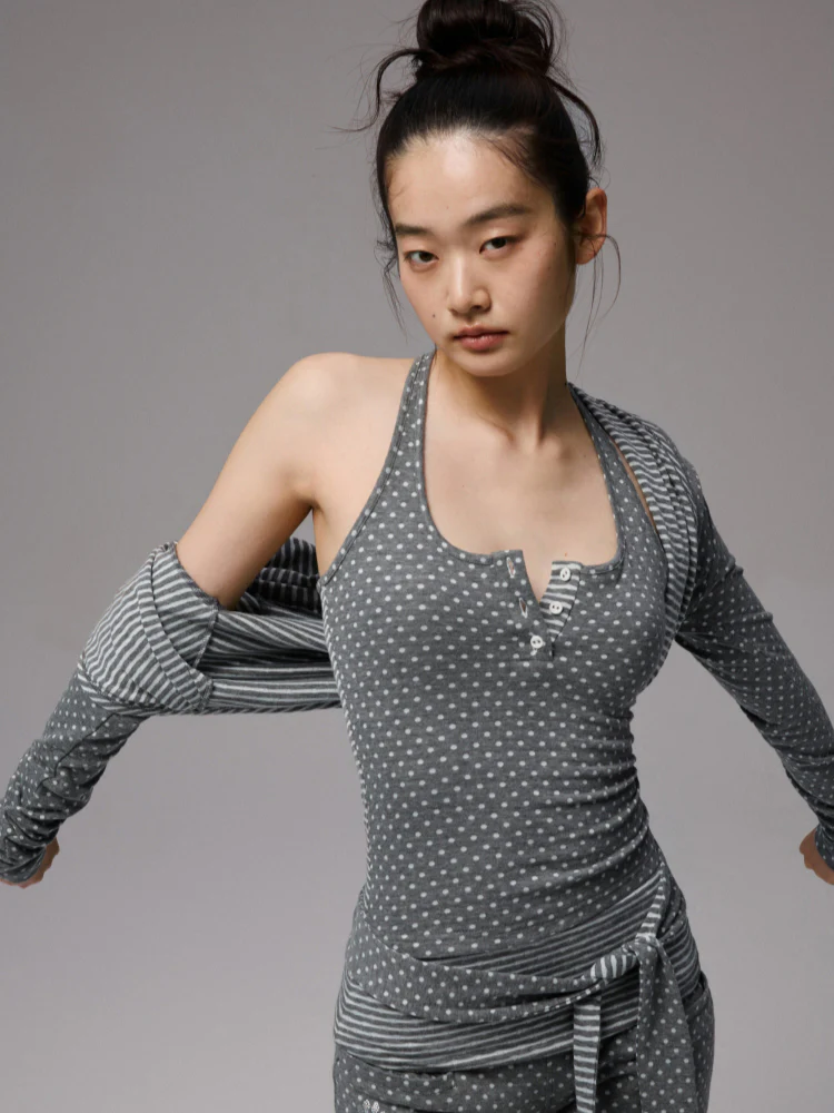 Polka Dot Stripe Double-Sided Tank Top