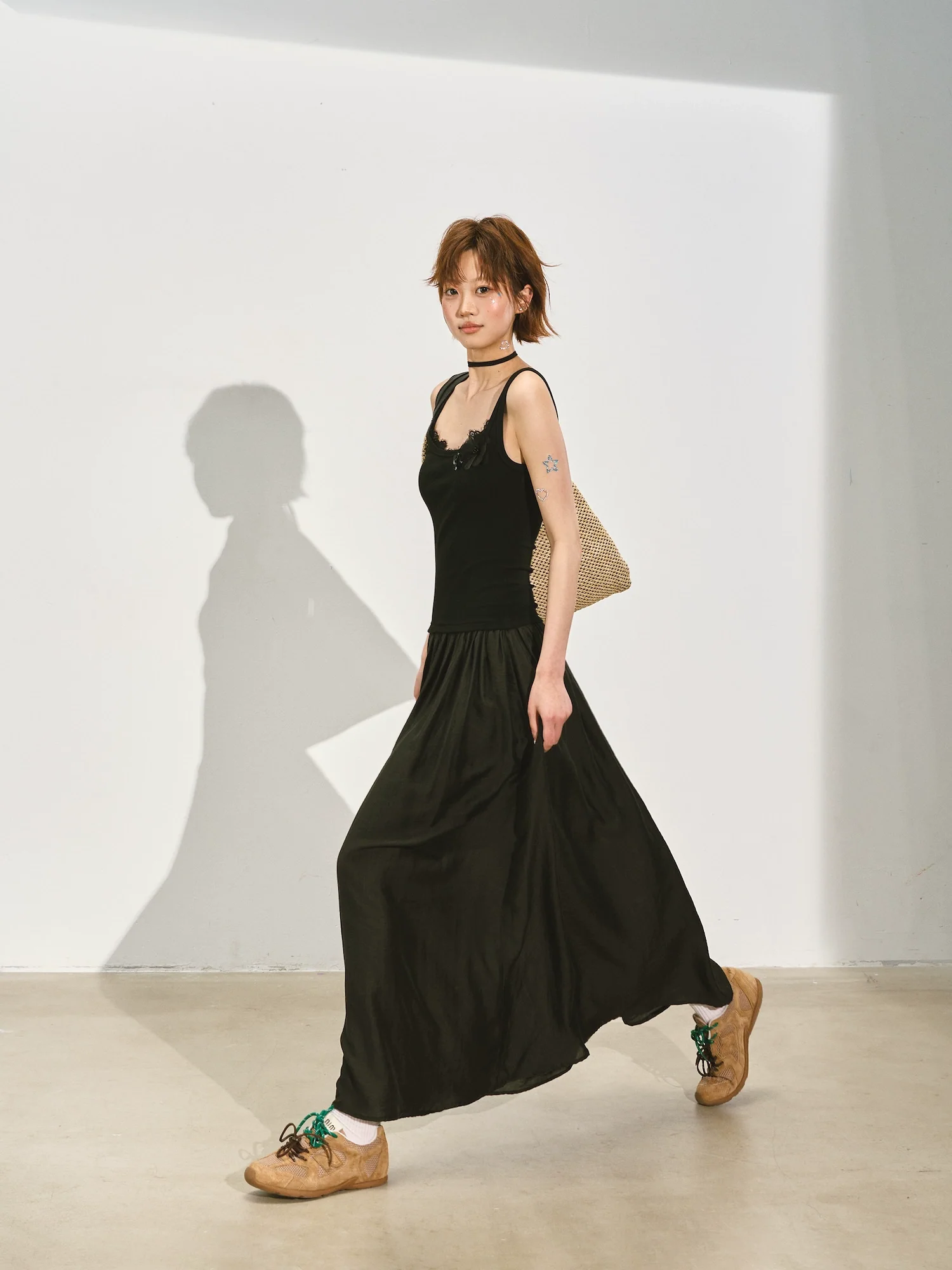 Patchwork Slim-fit Midi Dress