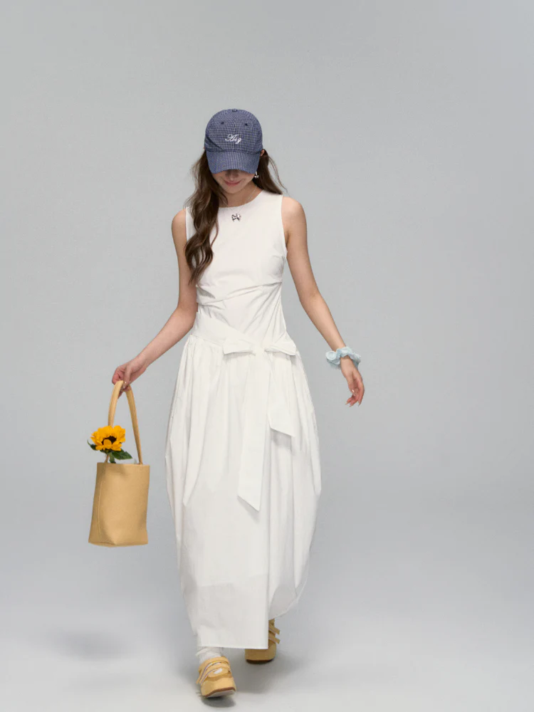 Sleeveless Tie-Waist A-Line Sundress