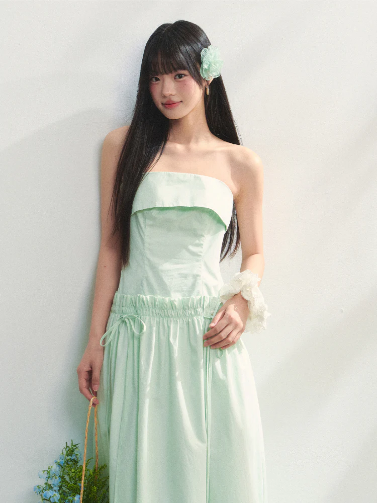 Tie-Waist Strapless Dress
