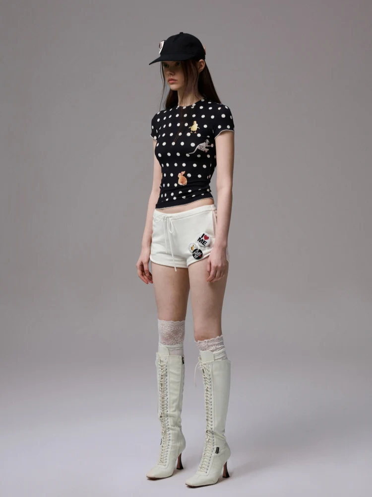 Cats & Dogs Love Polka Dot Print T-Shirt