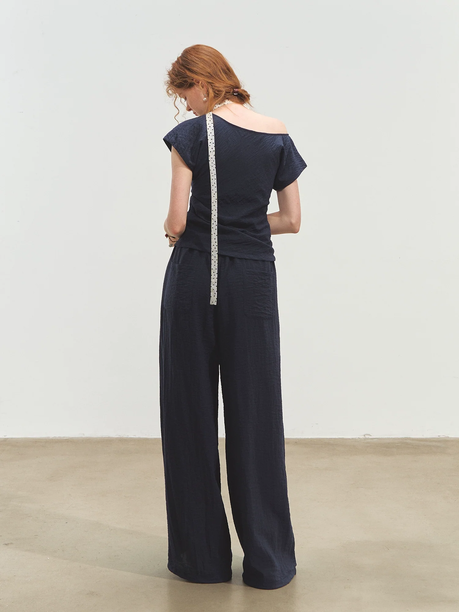 Draped Lazy Asymmetric Shoulder Convertible Top Set