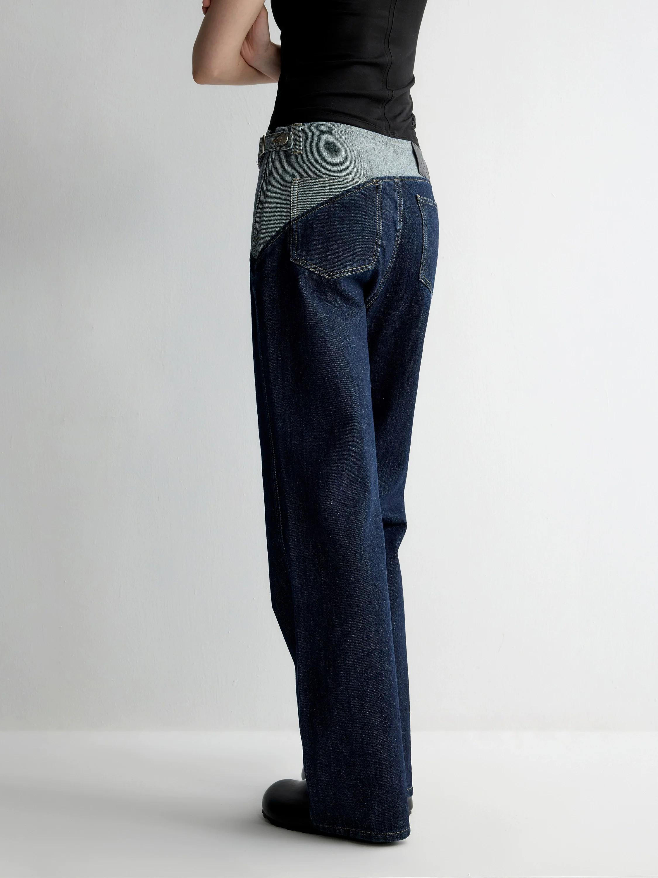 Color-Block Low-Rise Straight Pants