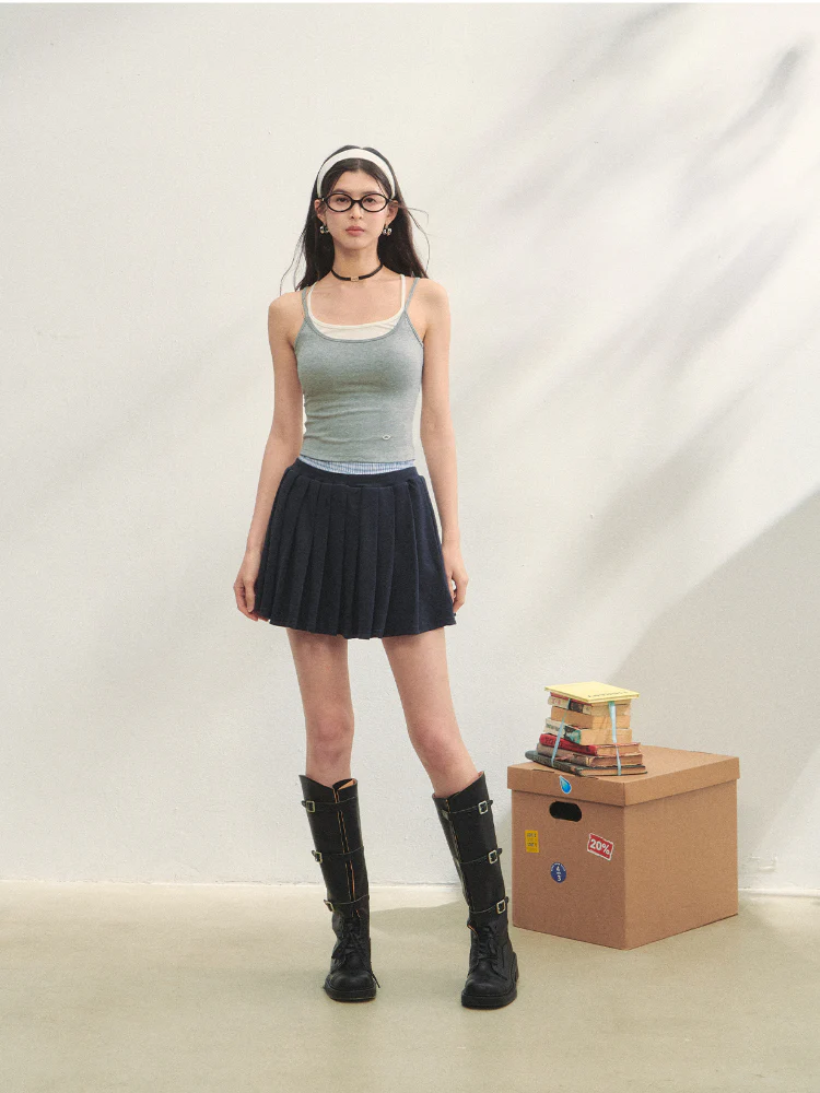 Fake Two-piece Padded Camisole Tank Top