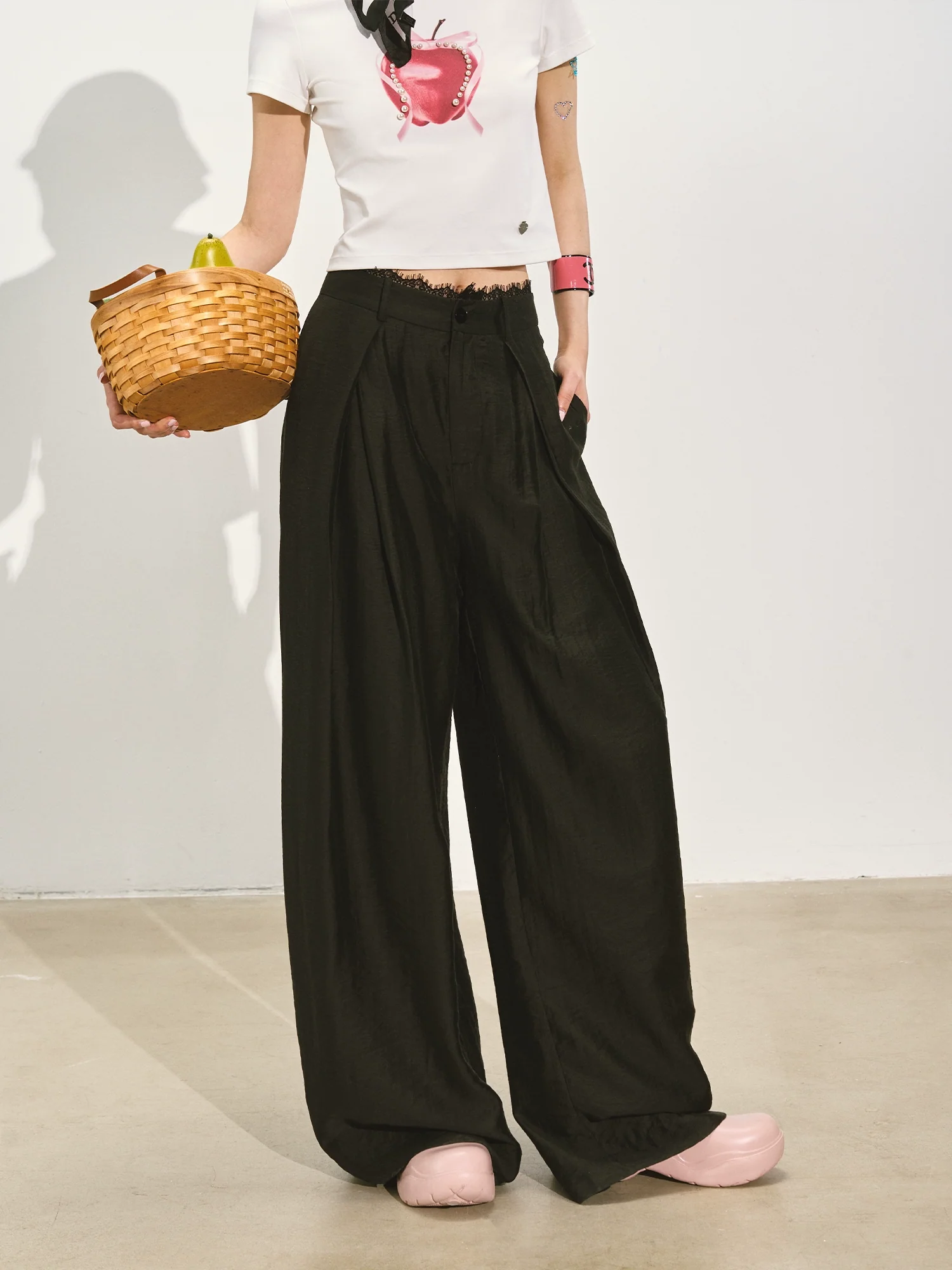 Suit Pleated Wide-Leg Pants