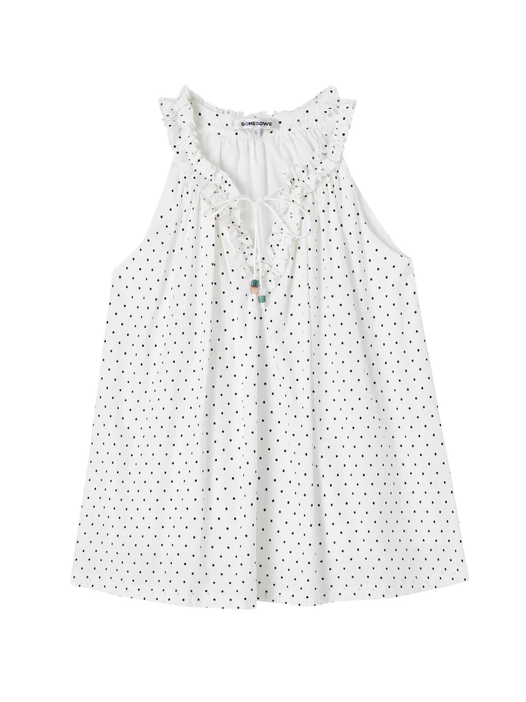 Polka Dot Halter V-neck Tank Top