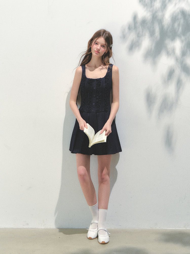 Detachable Sailor-collar Pleated Dress