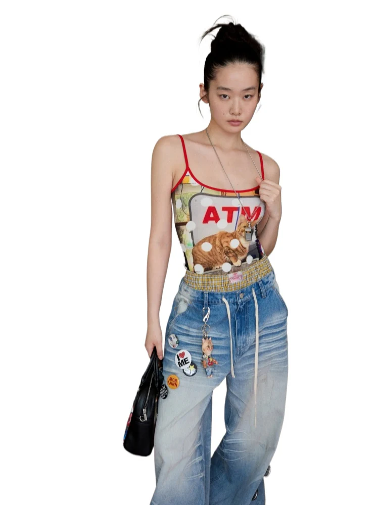 Polka Dot Cat Dog Color-Blocking Camisole