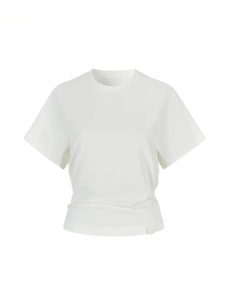 Large-sleeve Waist-fitted Crew Neck T-shirt