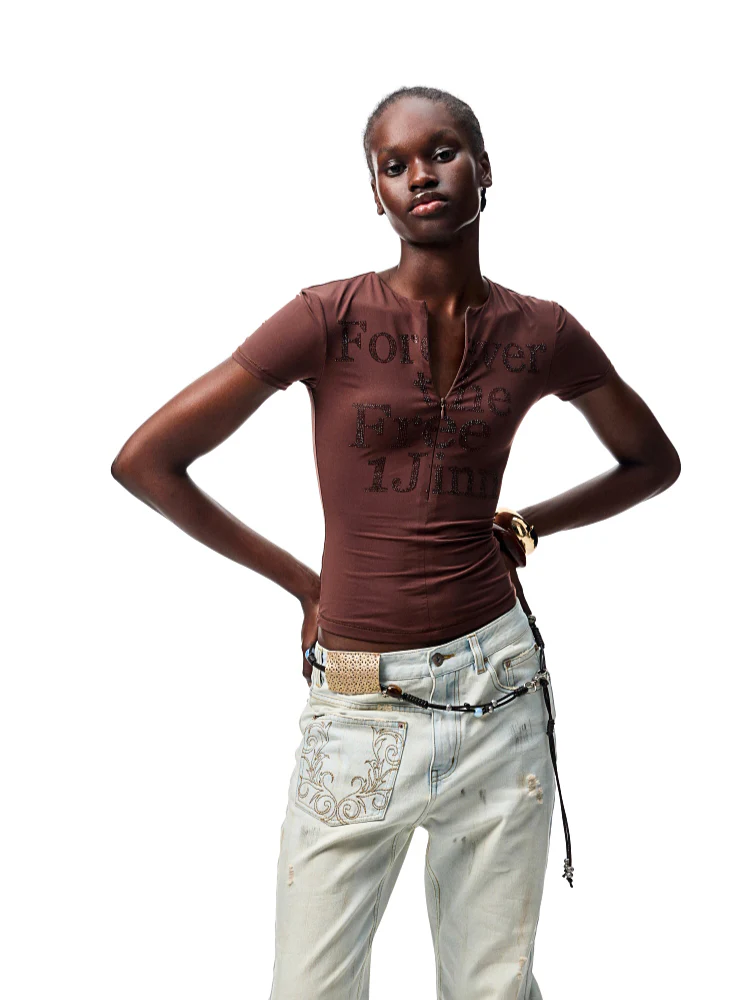 Light Blue Mud - Dyed Floral Embroidered Jeans