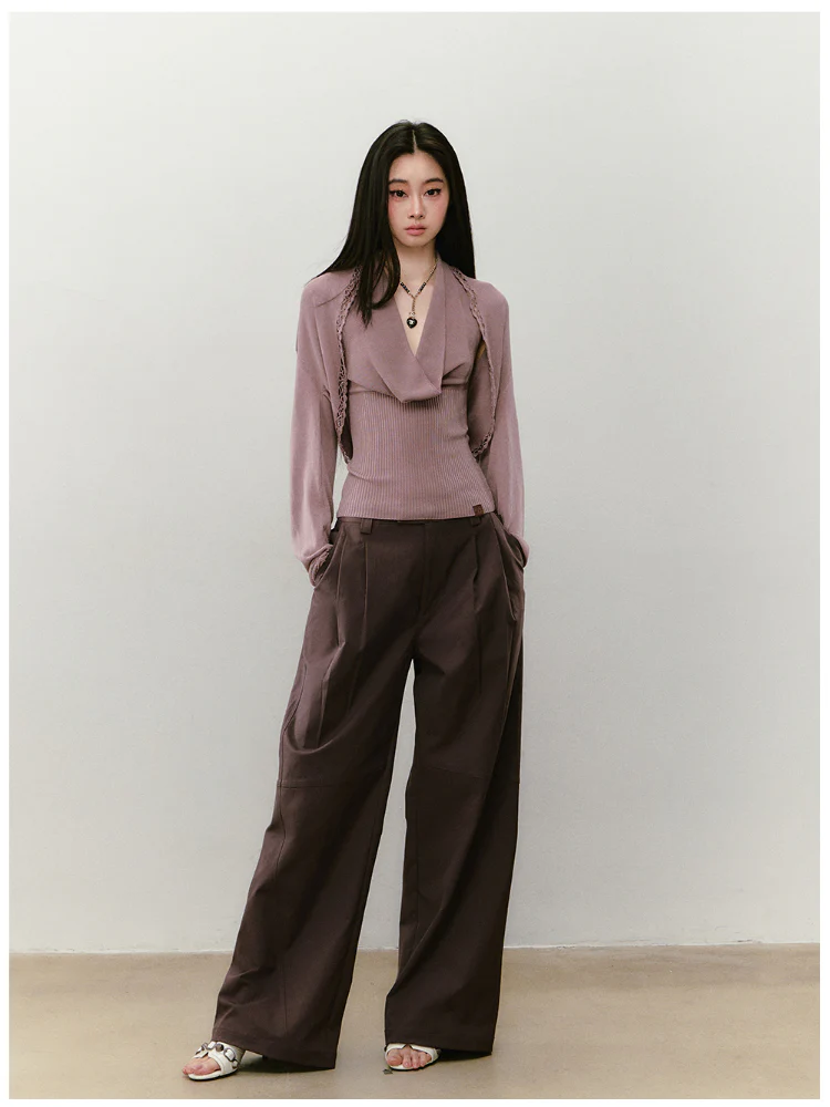 Heavy-duty Knitted Draped Neck Tank Top Set