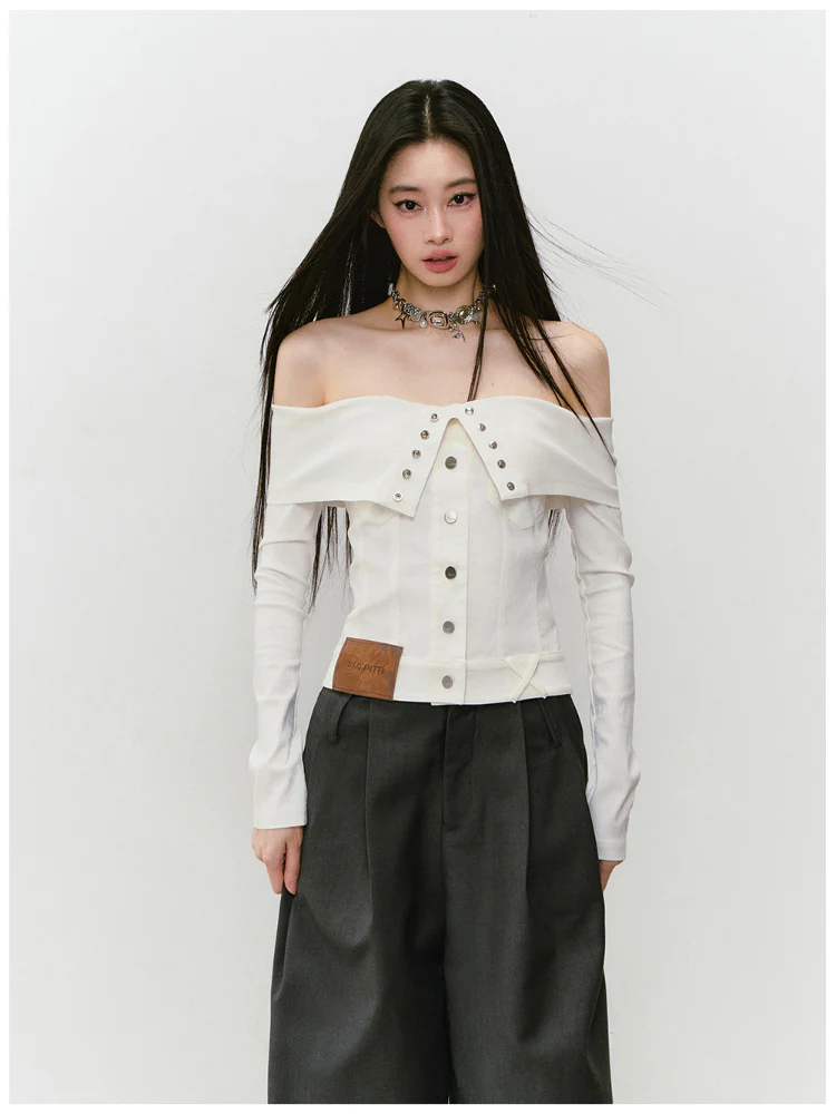 Collared Waist-fitted High-stretch Denim Jacket