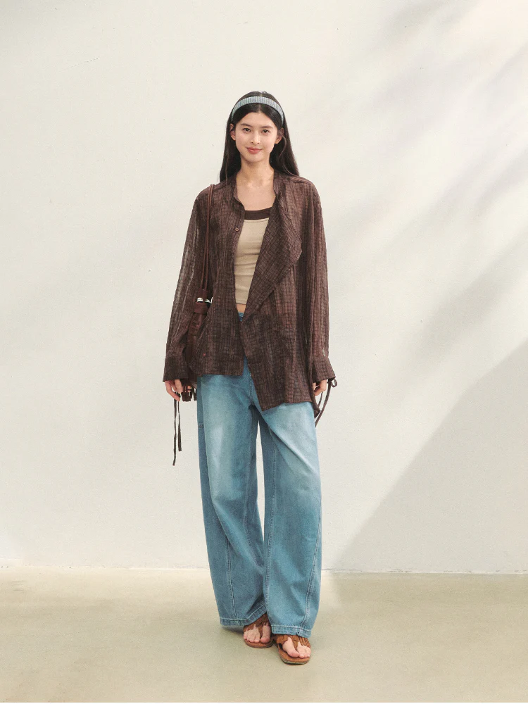 Irregular Cuff Tie-up Sunscreen Shirt