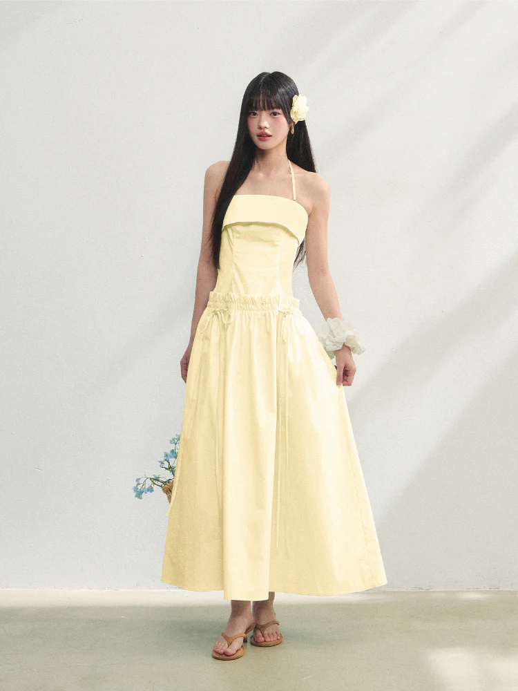 Tie-Waist Strapless Dress