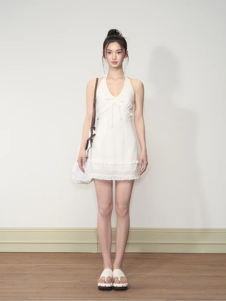 Ruffled Halter Strapless Dress