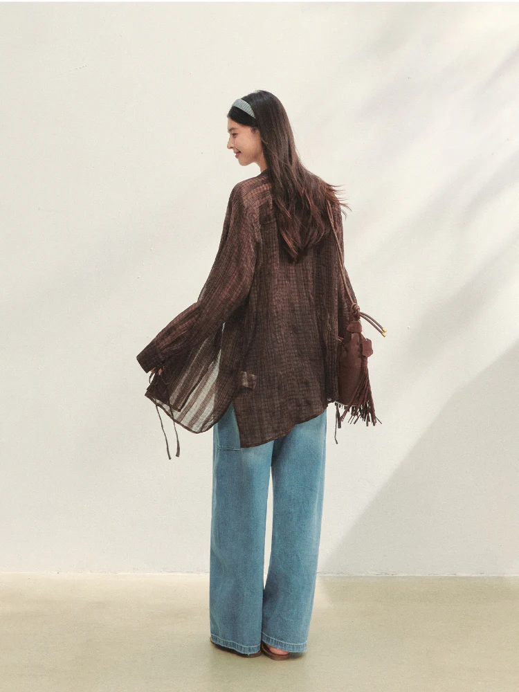 Irregular Cuff Tie-up Sunscreen Shirt