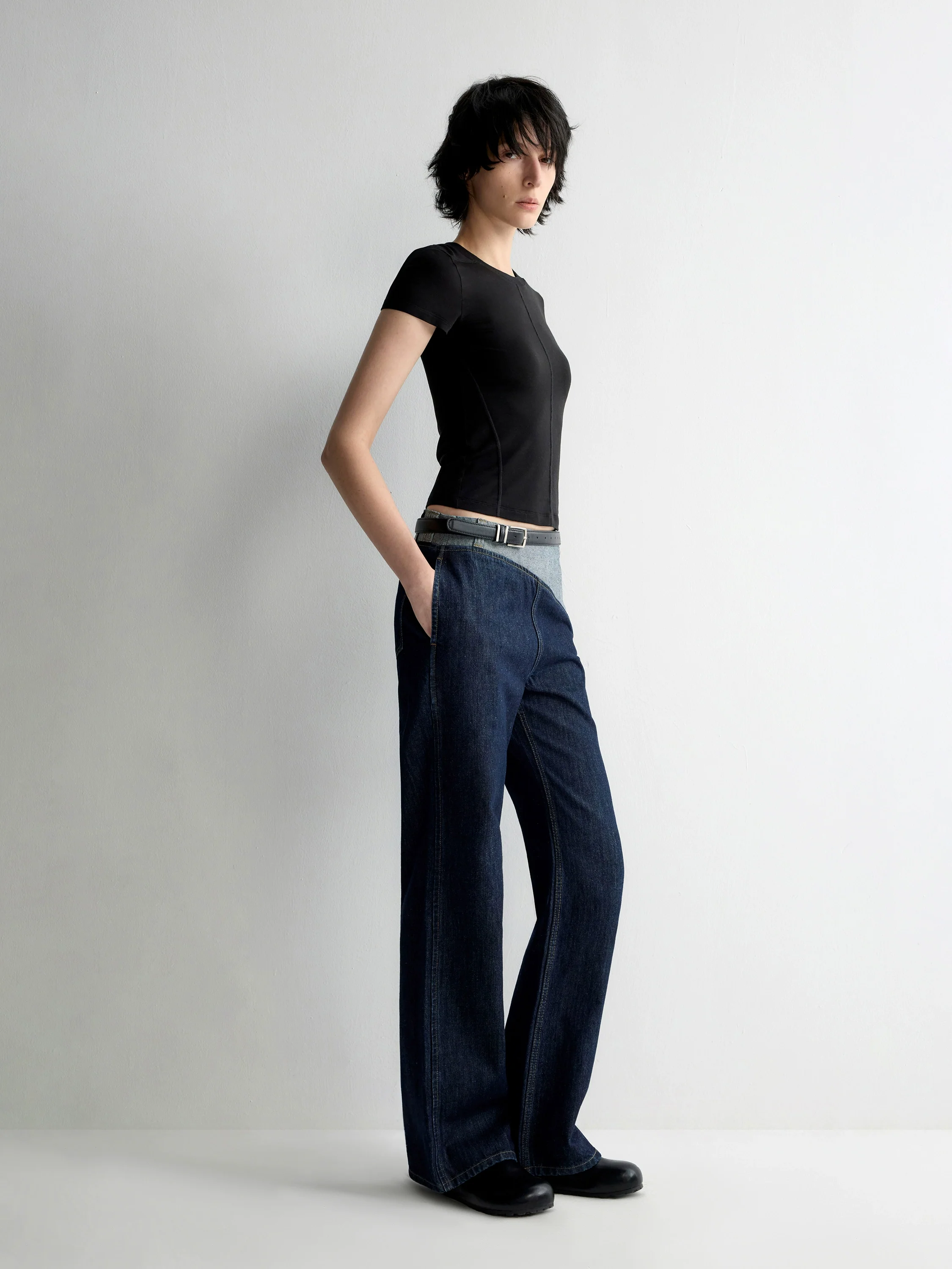 Color-Block Low-Rise Straight Pants