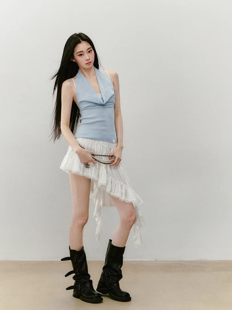 Heavy-duty Knitted Draped Neck Tank Top Set