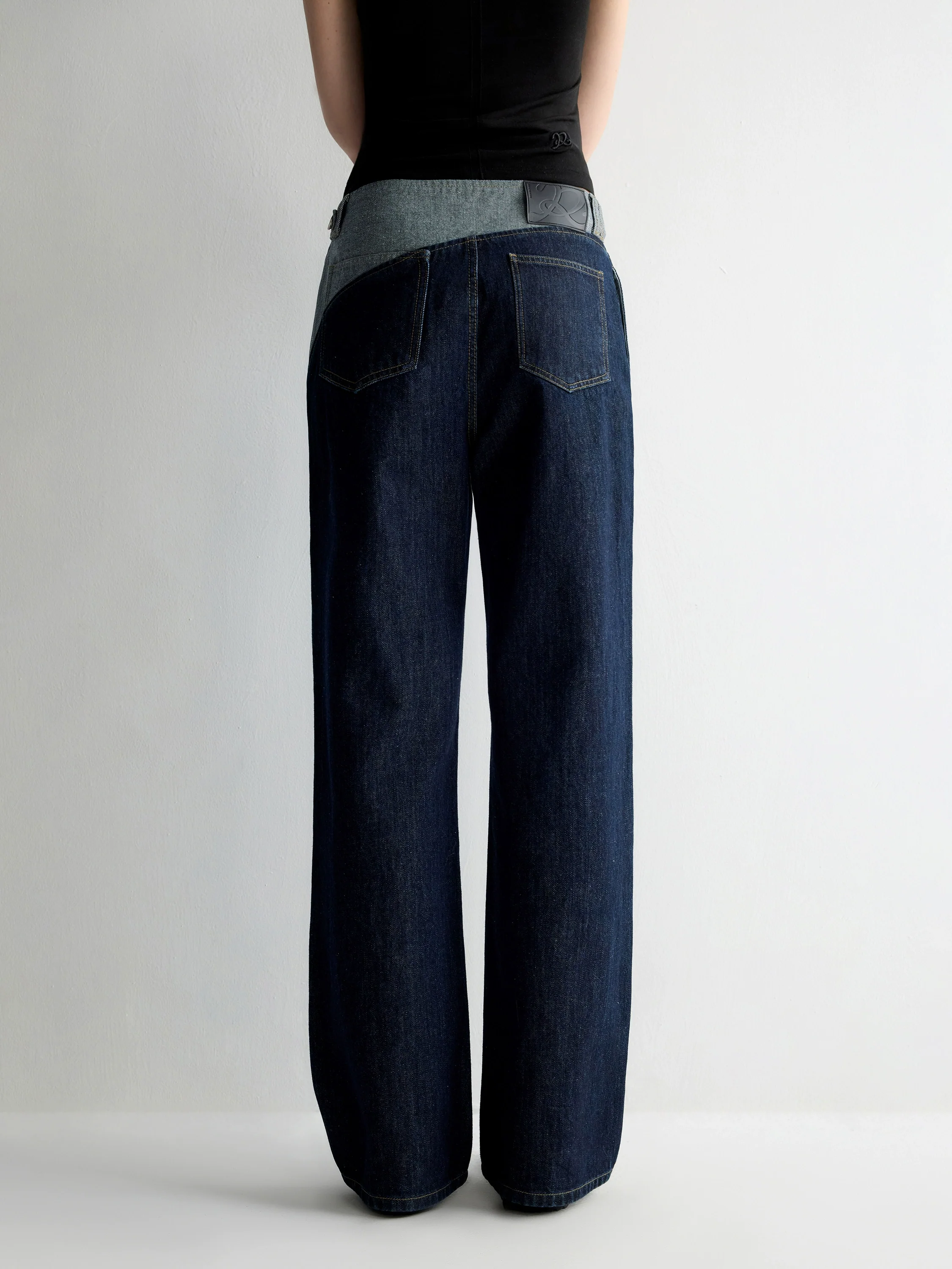 Color-Block Low-Rise Straight Pants