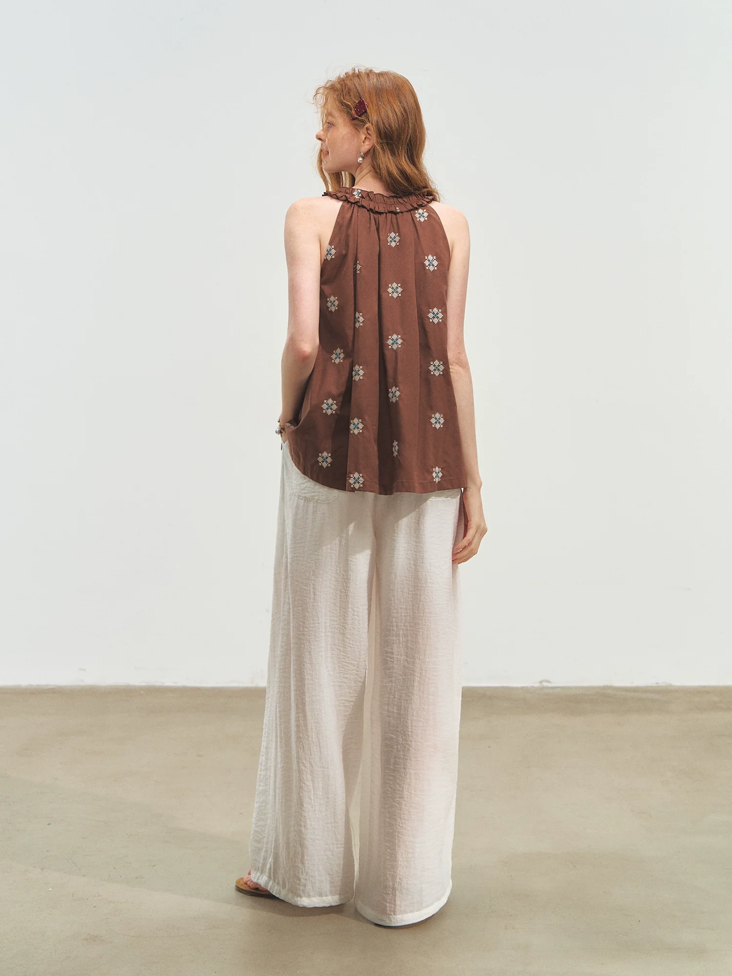 Polka Dot Halter V-neck Tank Top