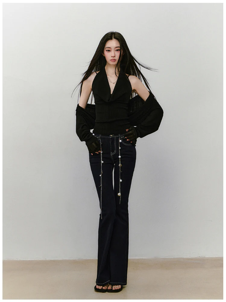 Heavy-duty Knitted Draped Neck Tank Top Set