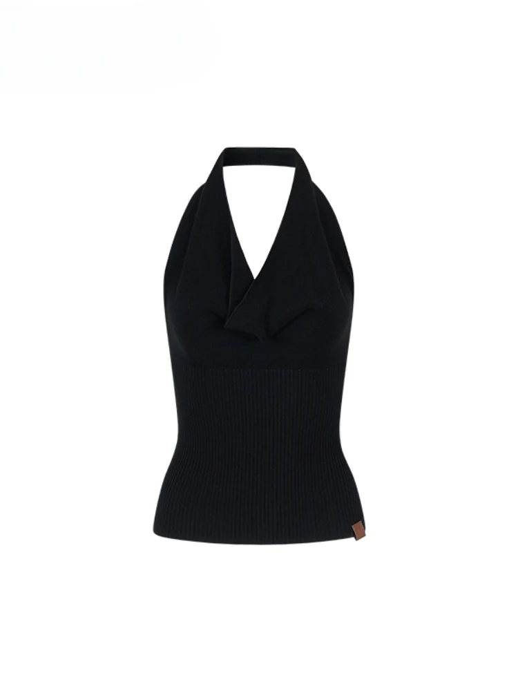 Heavy-duty Knitted Draped Neck Tank Top Set