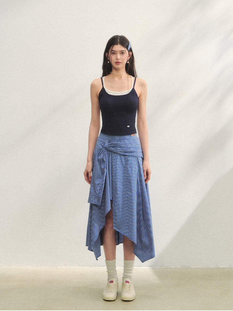 Fake Two-piece Padded Camisole Tank Top