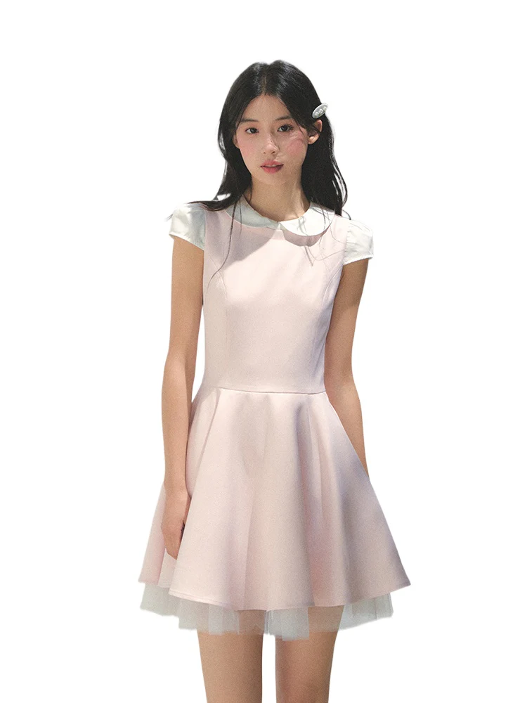 Doll Collar Mesh Tutu Dress
