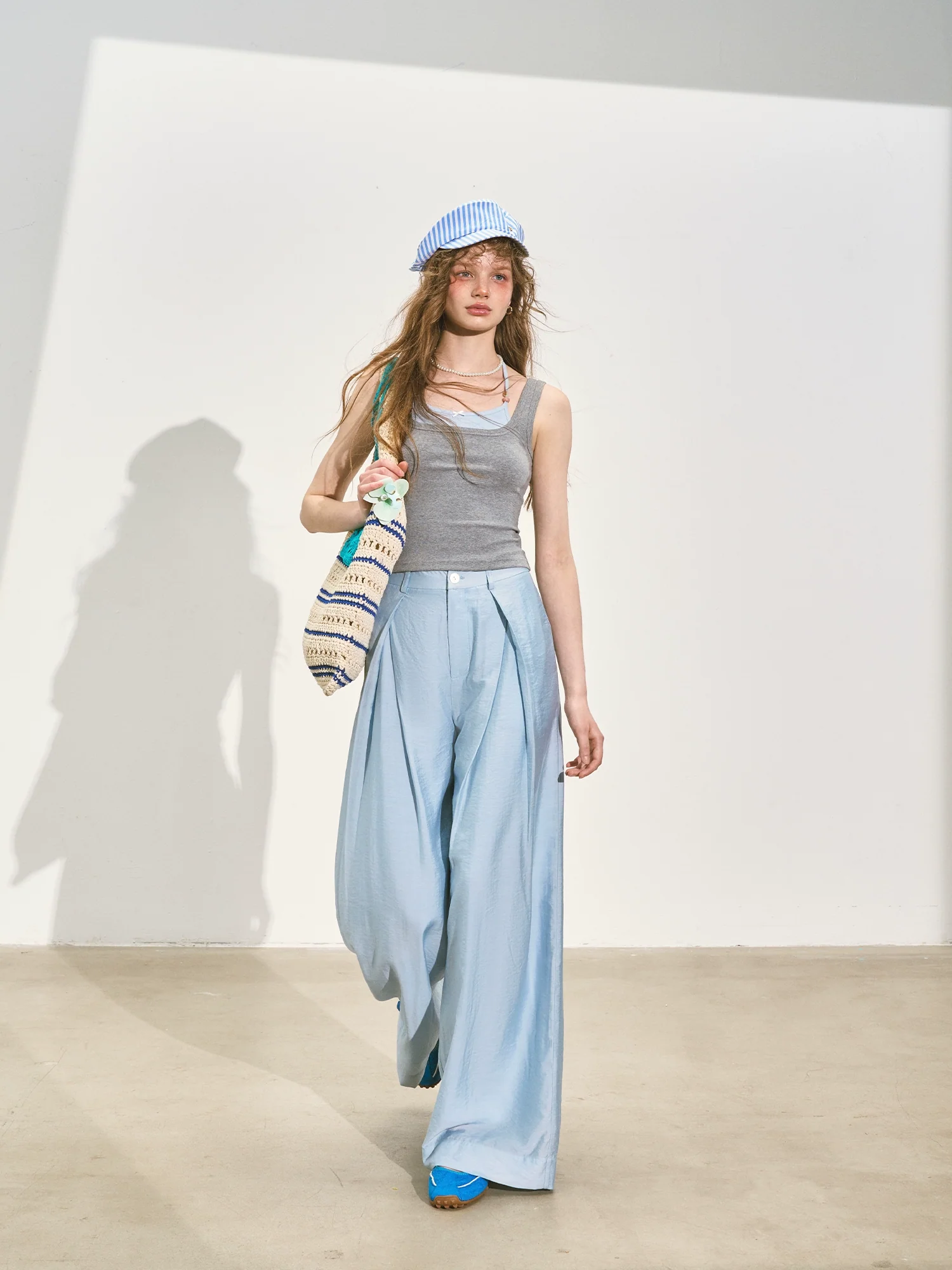 Suit Pleated Wide-Leg Pants