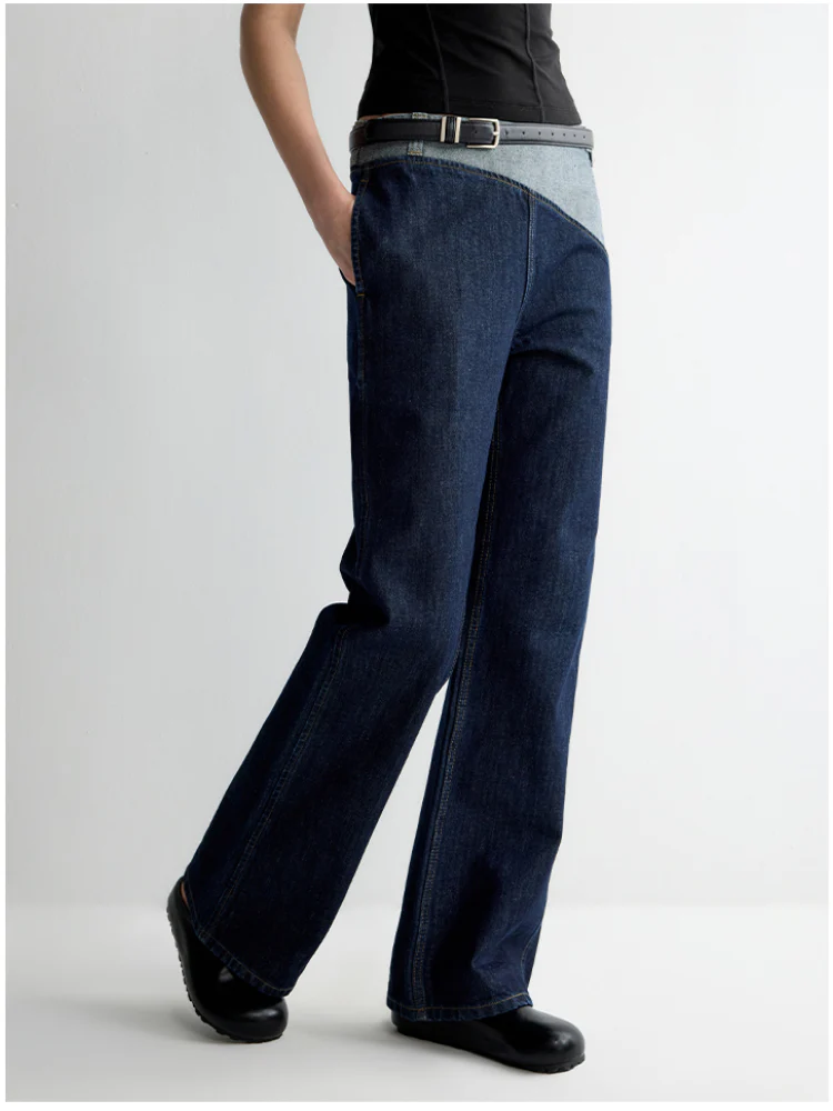 Color-Block Low-Rise Straight Pants