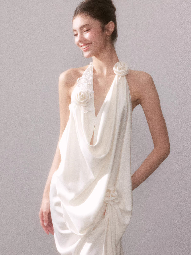 Ouro Shiny Satin Long Dress