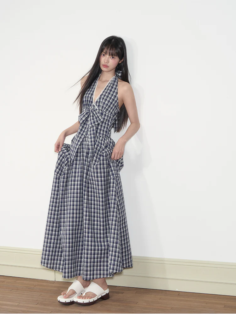 Halter Bowknot Lace Dress