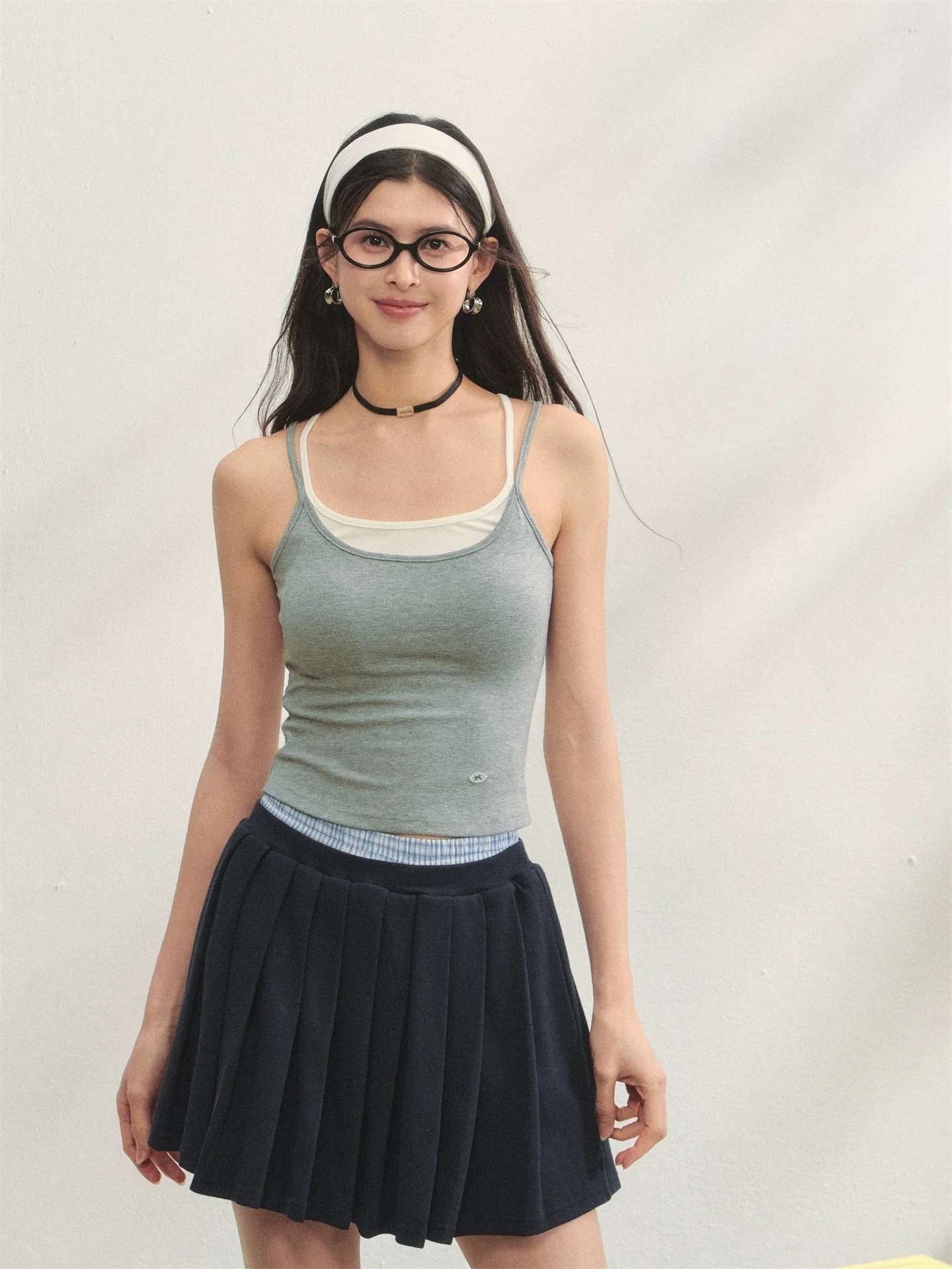 Fake Two-piece Padded Camisole Tank Top