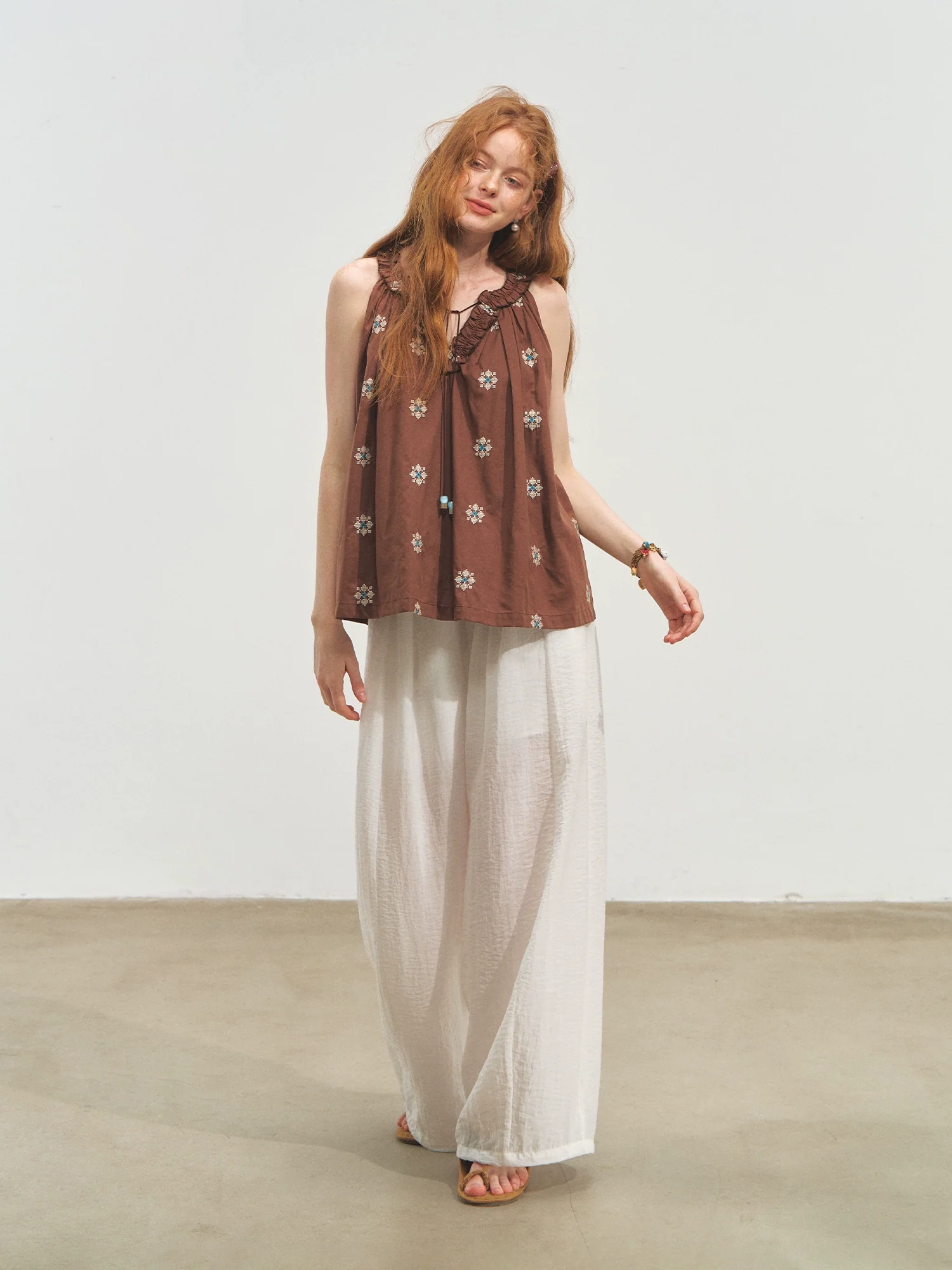 Polka Dot Halter V-neck Tank Top