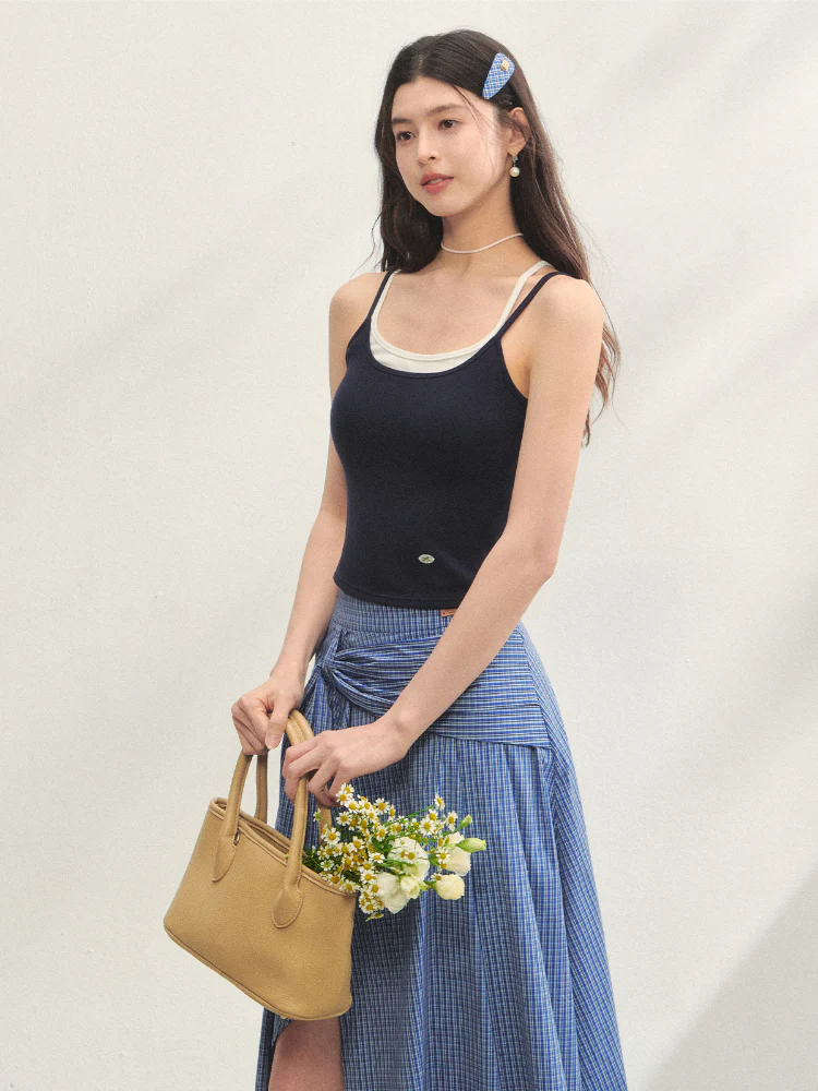 Fake Two-piece Padded Camisole Tank Top