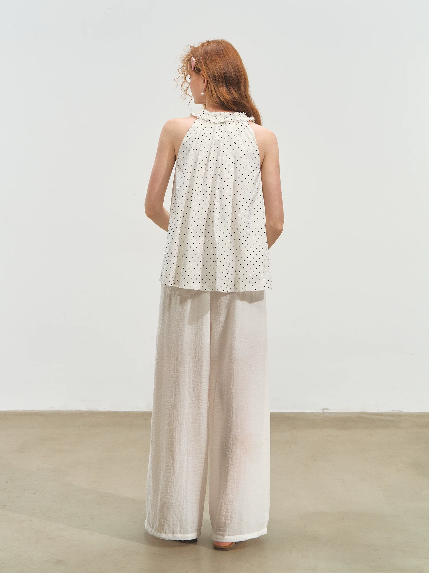 Polka Dot Halter V-neck Tank Top
