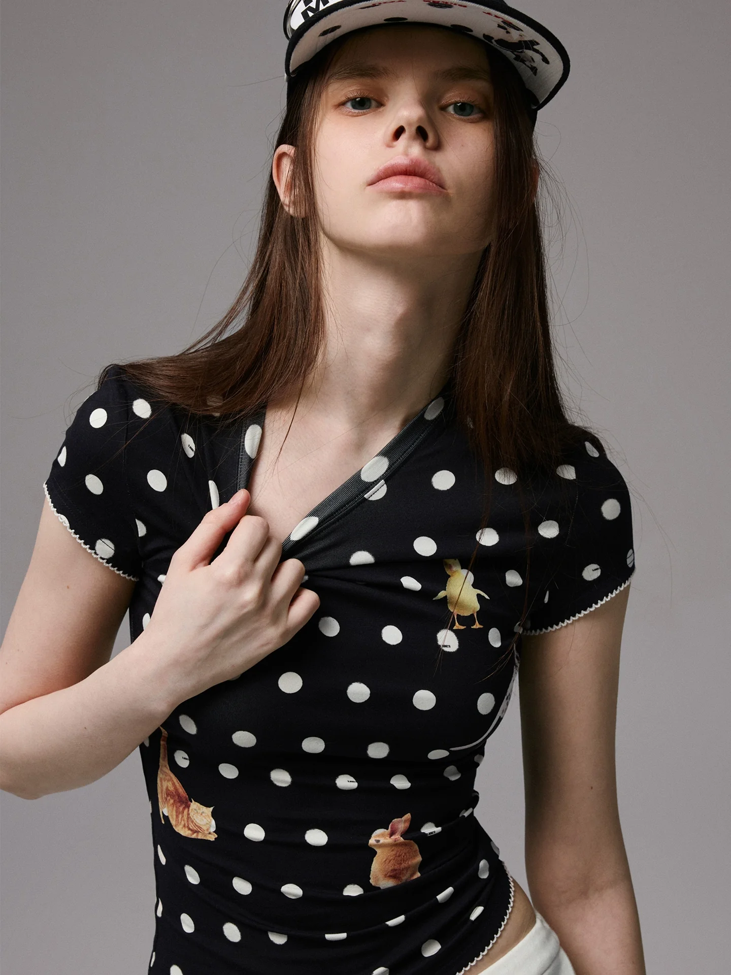 Cats & Dogs Love Polka Dot Print T-Shirt