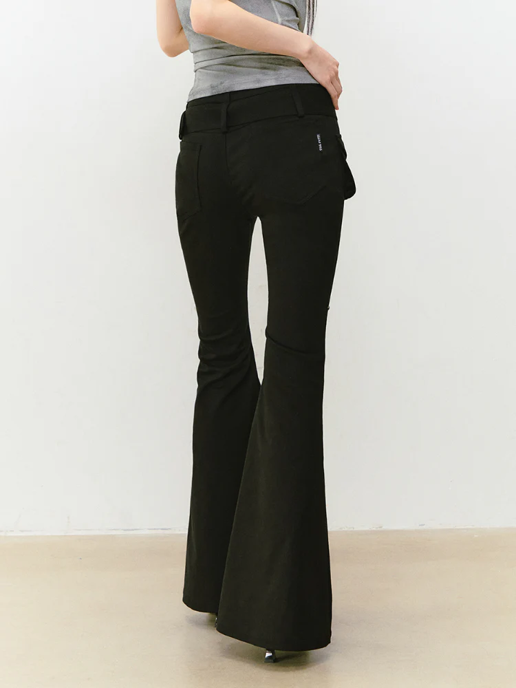 Rose Rivet Flared Cargo Pants