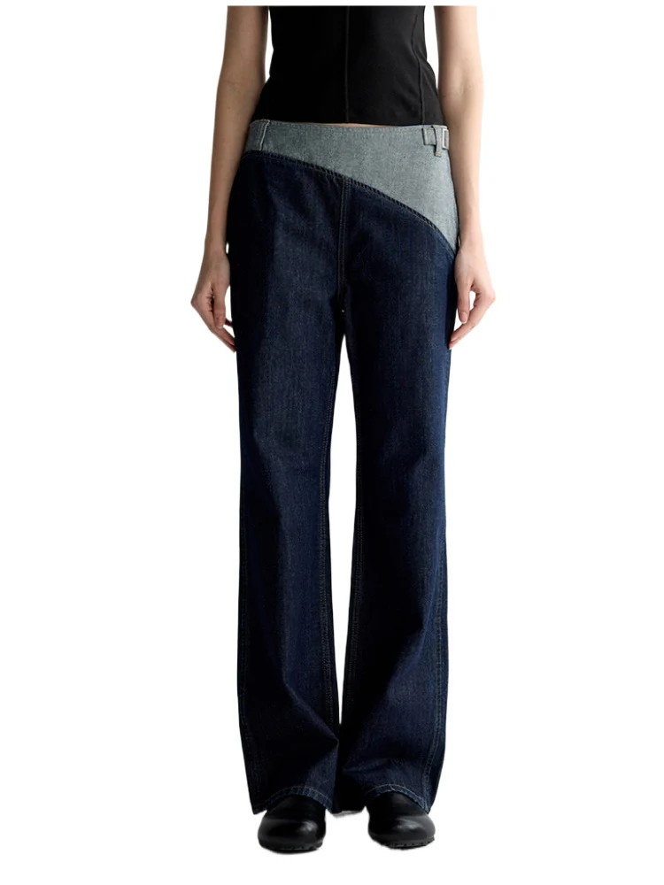 Color-Block Low-Rise Straight Pants
