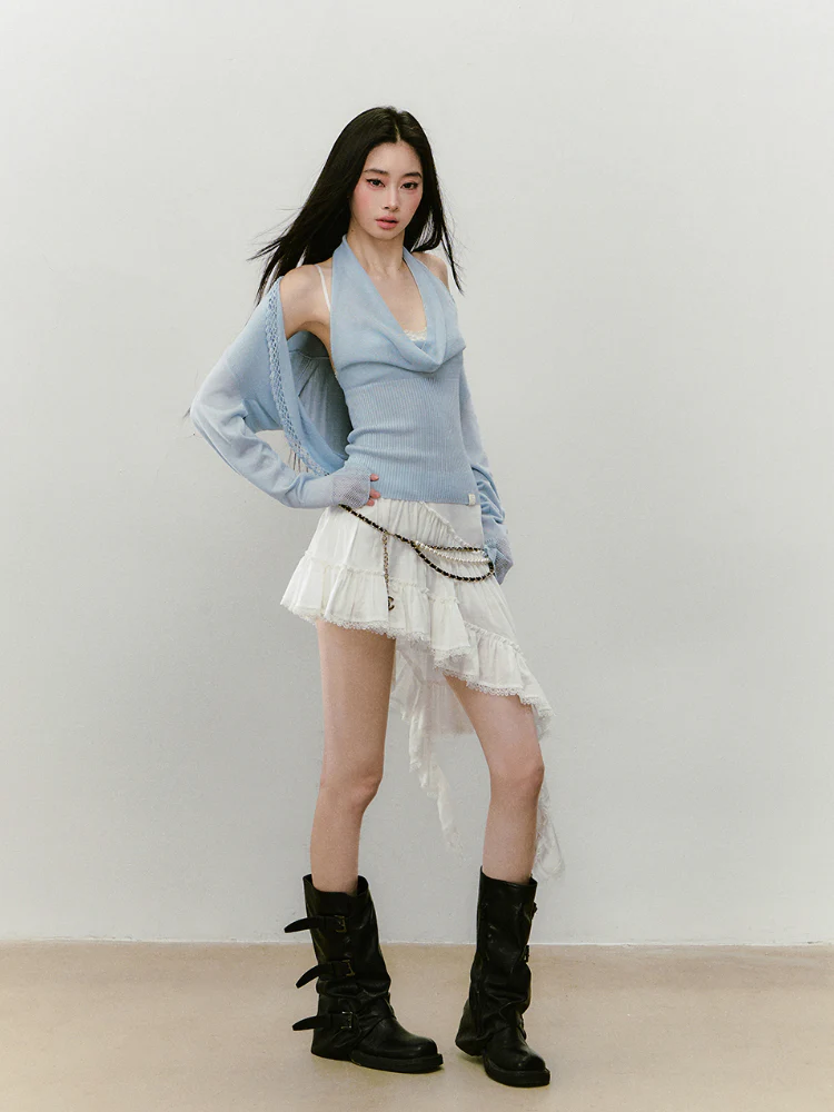 Heavy-duty Knitted Draped Neck Tank Top Set