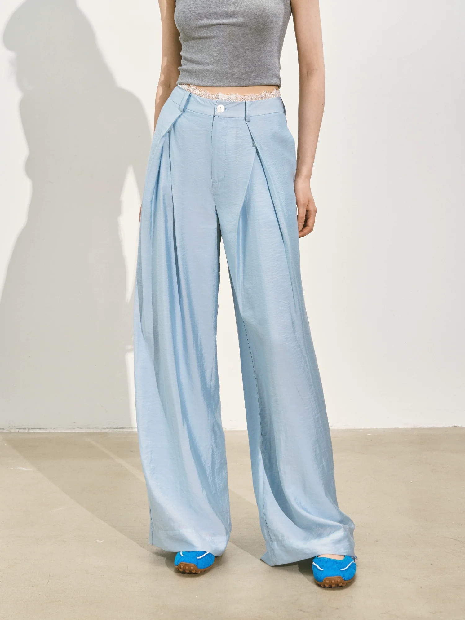 Suit Pleated Wide-Leg Pants