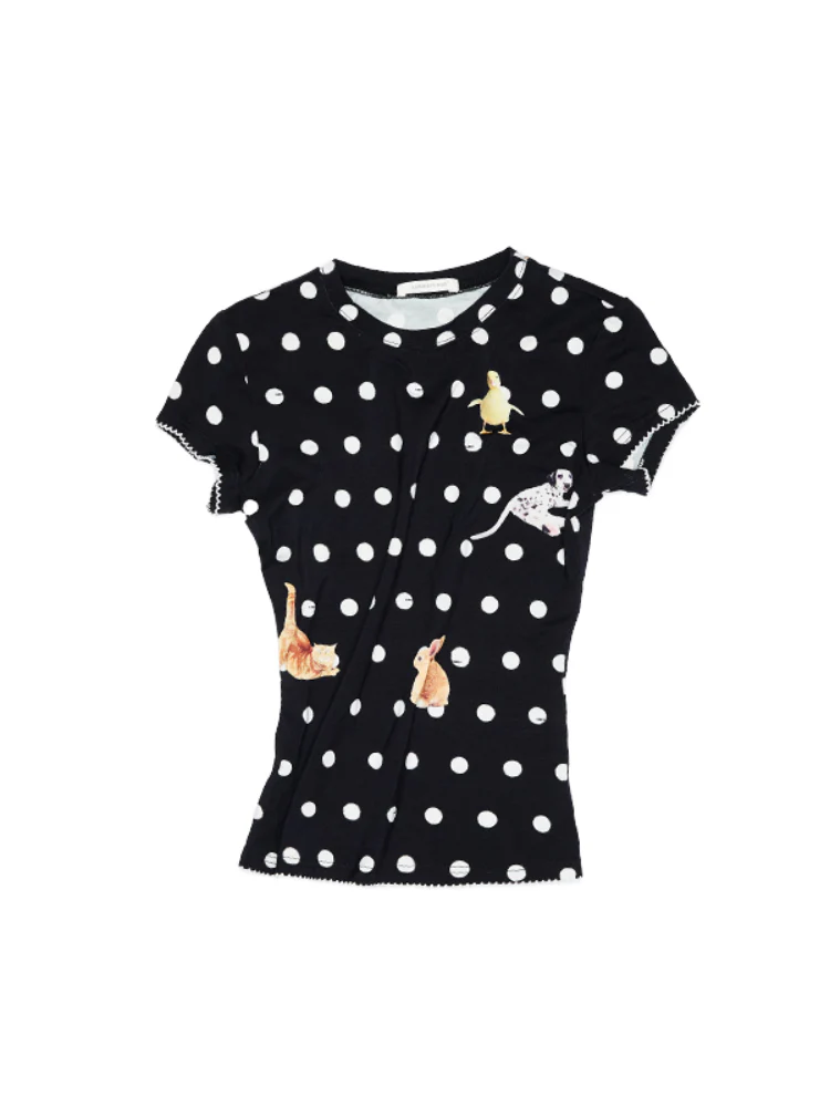 Cats & Dogs Love Polka Dot Print T-Shirt
