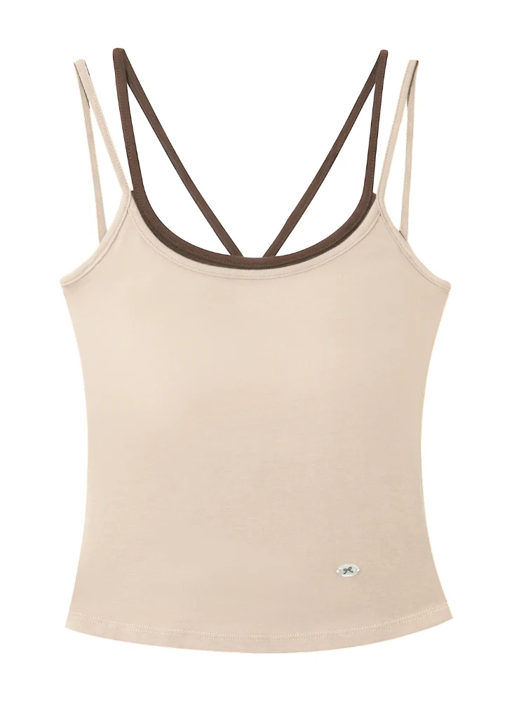 Fake Two-piece Padded Camisole Tank Top
