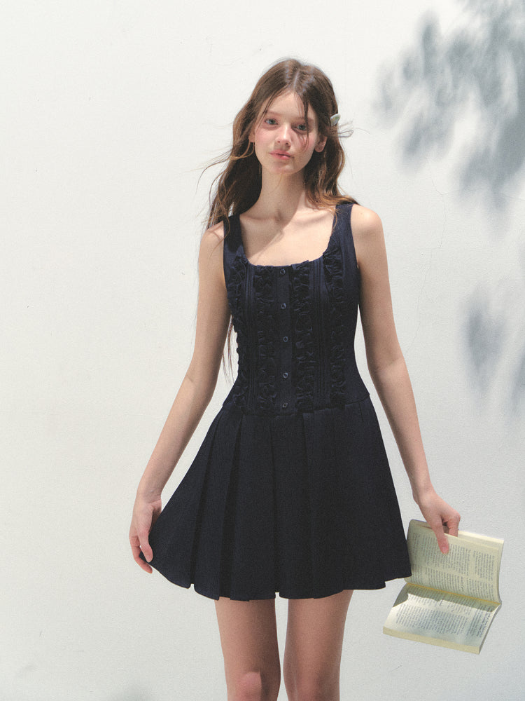 Detachable Sailor-collar Pleated Dress