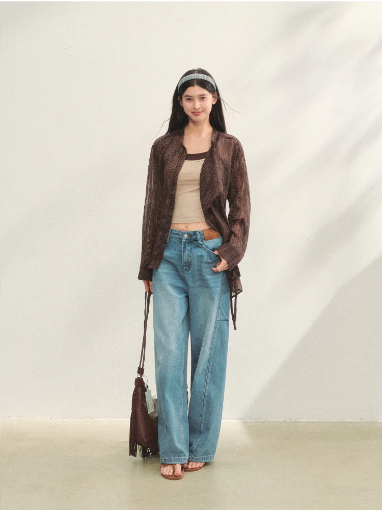 Irregular Cuff Tie-up Sunscreen Shirt