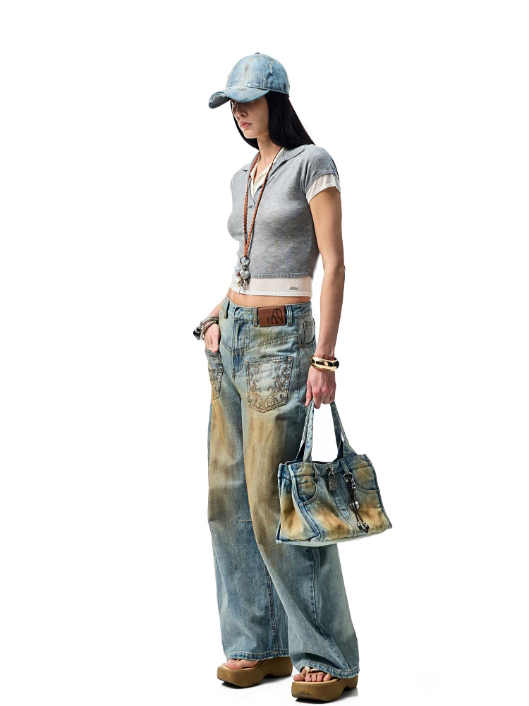 Mud-dyed Washed Jeans