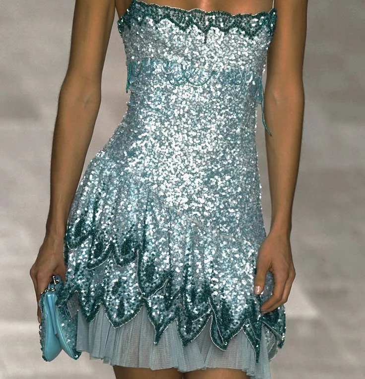Sparkly Blue Strapless Sequin Homecoming Dress Spaghetti Straps Cocktail Dress Birthday Outfits S345