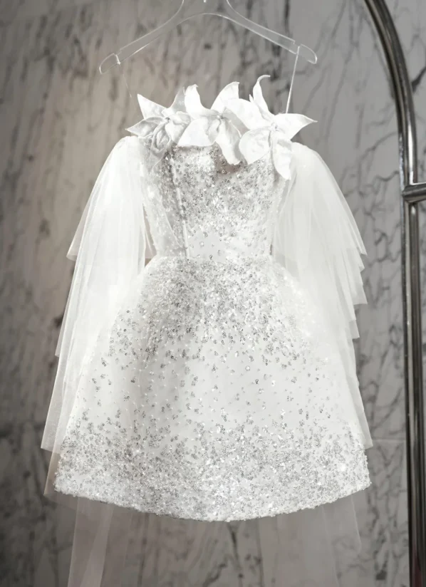 Sweet Tulle Sequin Beaded Short Birthday Dress White A Line Homecoming Dress S363